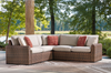 Banff 3-Piece Outdoor Patio Set with 2 Loveseats & Corner Chair - Weather Resistant - Brown/Beige | Ensemble Banff 3 pièces pour la terrasse à l’extérieur avec 2 causeuses et un fauteuil en coin, résistant aux intempéries - naturel et beige