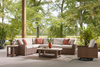Banff Outdoor Patio Coffee Table - Resin Wicker & Aluminum, Weather Resistant - Brown/Beige | Table à café Banff pour la terrasse à l’extérieur - osier en résine et aluminium, résistante aux intempéries - brune et beige
