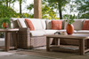 Banff Outdoor Patio Coffee Table - Resin Wicker & Aluminum, Weather Resistant - Brown/Beige | Table à café Banff pour la terrasse à l’extérieur - osier en résine et aluminium, résistante aux intempéries - brune et beige