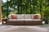 Banff Outdoor Patio RAF/LAF Loveseats, Set of 2 - Resin Wicker & Nuvella Fabric - Brown/Beige | Causeuses de droite et de gauche Banff pour la terrasse à l’extérieur, ensemble de 2 - osier en résine et tissu Nuvella - brunes et beige