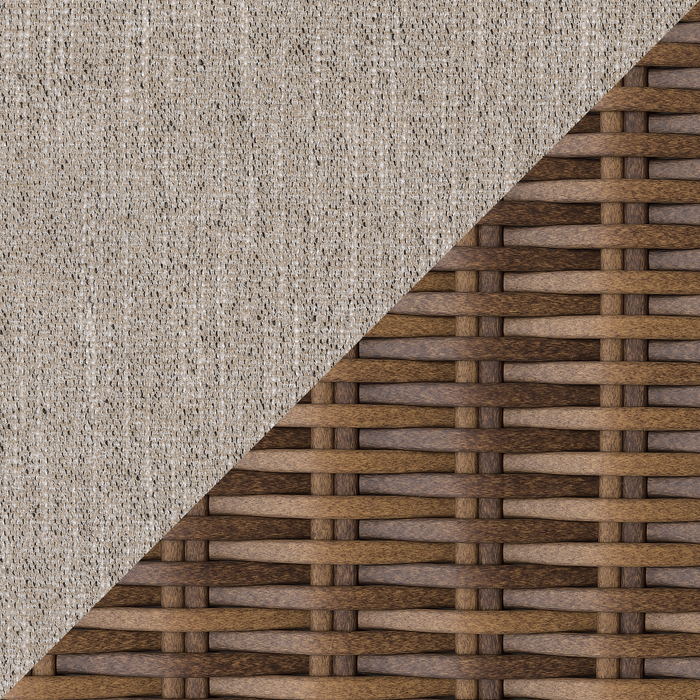 Banff Outdoor Patio RAF/LAF Loveseats, Set of 2 - Resin Wicker & Nuvella Fabric - Brown/Beige