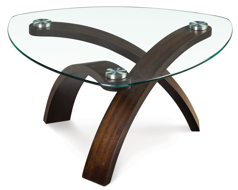 Baynes 34\" Contemporary Coffee Table with Glass Top and Wood Legs - Hazelnut