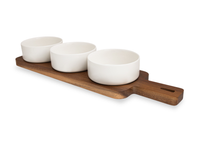 S&CO 4-Piece Bowl and Plank Serving Set – Porcelain and Wood