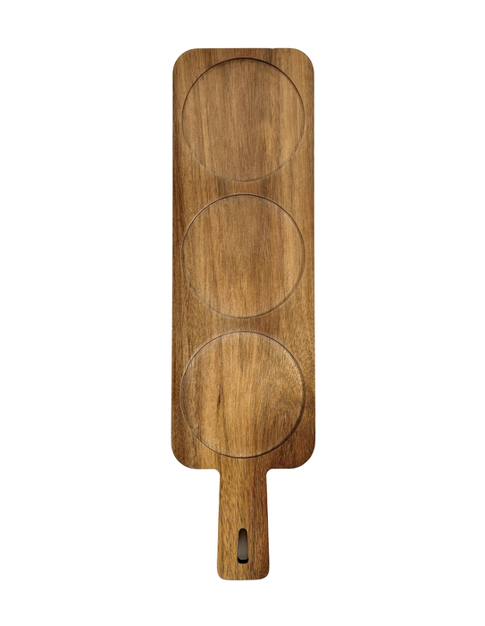 S&CO 4-Piece Bowl and Plank Serving Set – Porcelain and Wood