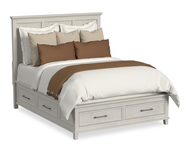 Celine Platform Storage Bed with Headboard & Frame, Ivory - Queen Size