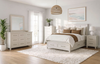 Celine Platform Storage Bed with Headboard & Frame, Ivory - Queen Size | Lit plateforme de rangement Celine avec tête de lit et cadre de lit, ivoire - format grand lit