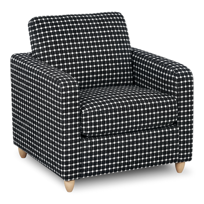 Made in Canada Sofa Lab Customizable Club 36" Fabric Accent Chair with Wood Legs – Panda Accent Fabric | Fauteuil d’appoint personnalisable Club de Sofa Lab de 36 po fabriqué au Canada en tissu avec pattes en bois - tissu décoratif Panda