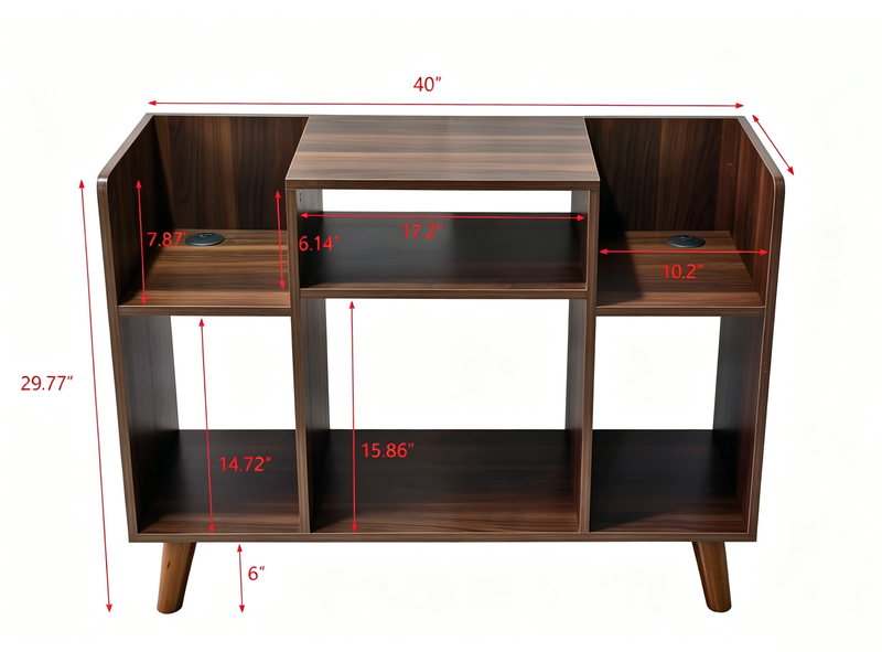 Crosby 35.6” Audio Stand with Open Storage and Cable Management - Walnut