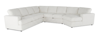 Made in Canada Customizable Sofa Lab Curve 4-Piece Right-Facing Sectional with Cuddler - Teddy Snow | Sofa sectionnel de droite 4 pièces avec fauteuil enveloppant personnalisable Curve de Sofa Lab fabriqué au Canada en tissu - Teddy Snow