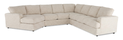 Made in Canada Customizable Sofa Lab Curve 4-Piece Left-Facing Sectional with Cuddler - Chenille White | Sofa sectionnel de gauche 4 pièces avec fauteuil enveloppant personnalisable Curve de Sofa Lab fabriqué au Canada en tissu - Chenille White