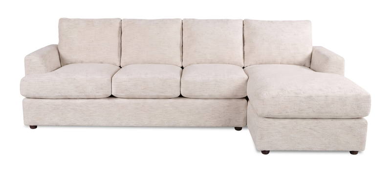 Made in Canada Customizable Sofa Lab Curve Right-Facing Fabric Sofa Chaise  – Chenille White