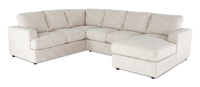 Made in Canada Customizable Sofa Lab Curve 3 Piece Right-Facing Fabric Sectional with Chaise – Chenille White 