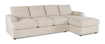 Made in Canada Customizable Sofa Lab Curve Fabric Right-Facing Sofabed Sectional - Chenille White | Sofa-lit sectionnel de droite personnalisable Curve de Sofa Lab fabriqué au Canada en tissu - Chenille White