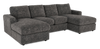 Made in Canada Customizable Sofa Lab Curve Fabric Double Chaise Sectional - Plush Charcoal | Sofa sectionnel avec deux fauteuils longs personnalisable Curve de Sofa Lab fabriqué au Canada en tissu - Plush Charcoal