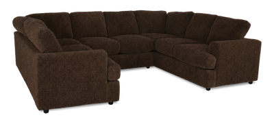 Made in Canada Customizable Sofa Lab Curve U-Shaped Sectional - Plush Chocolate | Sofa sectionnel en U personnalisable Curve de Sofa Lab fabriqué au Canada en tissu - Plush Chocolate