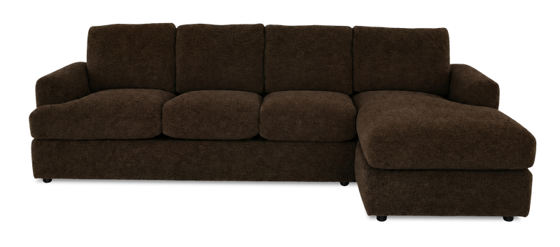 Made in Canada Customizable Sofa Lab Curve Right-Facing Fabric Sofa Chaise  – Plush Chocolate