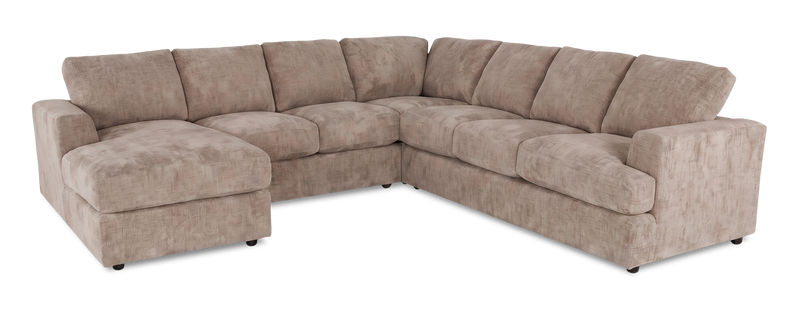 Made in Canada Customizable Sofa Lab Curve 4-Piece Left-Facing Sectional with Chaise - Chenille Praline