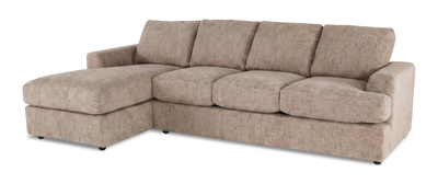 Made in Canada Customizable Sofa Lab Curve Fabric Left-Facing Sofabed Sectional - Chenille Praline | Sofa-lit sectionnel de gauche personnalisable Curve de Sofa Lab fabriqué au Canada en tissu - Chenille Praline