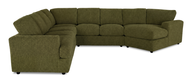 Made in Canada Customizable Sofa Lab Curve 4-Piece Right-Facing Sectional with Cuddler - Chenille Moss