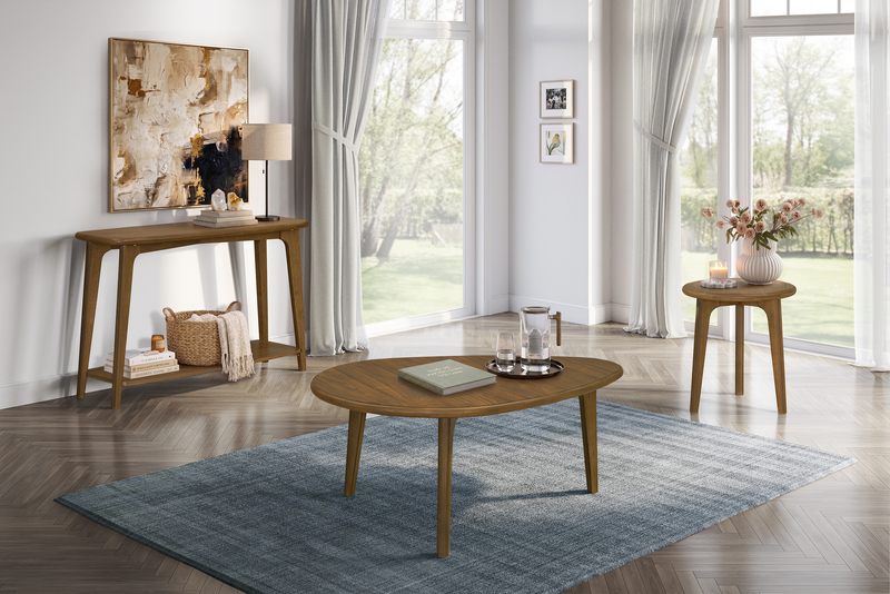 Deco 42.5” Modern Oval Coffee Table – Walnut