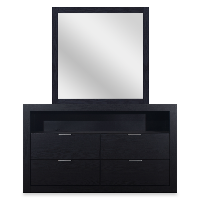 Delta 5pc Bedroom Set with Bed, Dresser & Mirror, Black - King Size