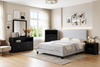 Delta Upholstered Bed in Grey Polyester Fabric - Queen Size | Lit rembourré Delta en tissu de polyester gris - format grand lit