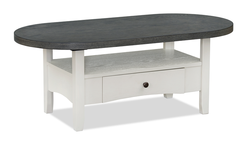 Dena 47” Modern Oval Coffee Table – Dove Grey