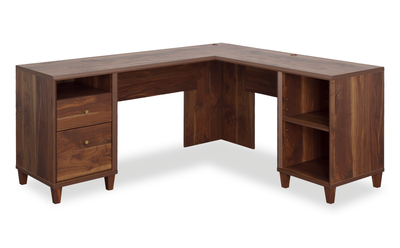 Ellen 57.99" L-Shaped Office Desk with Cable Management – Grand Walnut | Bureau en forme de L Ellen de 57,99 po avec système de gestion des câbles - noyer majestueux