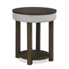 Elroy 21\" Rustic Round Lift Top End Table With Shelf  - Brown and Grey with Fabric Edge 