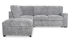 Emerie 3-Piece Left-Facing Chenille Sleeper Sectional with Storage Ottoman – Grey | Sofa-lit sectionnel de gauche Emerie 3 pièces en chenille avec pouf de rangement - gris