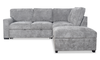 Emerie 3-Piece Right-Facing Chenille Sleeper Sectional with Storage Ottoman – Grey | Sofa-lit sectionnel de droite Emerie 3 pièces en chenille avec pouf de rangement - gris