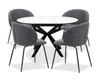 Evita 5pc Dining Set, Table & 4 Grey Chairs, Sintered Stone, 41-54"W Extension - Grey/Black | Ensemble de salle à manger Evita 5 pièces en pierre frittée avec table ronde de 41 po à 54 po (L) avec rallonge et 4 chaises grises - gris et noir
