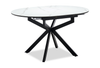 Evita Dining Table with Extension Sintered Stone Top, 41-54"W Round, Metal - Grey/Black