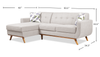 Kort & Co. Freeman 2-Piece Left-Facing Sectional with Wood Legs – Dove White | Sofa sectionnel gauche Freeman de Kort & Co. 2 pièces de po en tissu d’apparence lin avec pattes en bois - blanc colombe