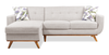 Kort & Co. Freeman 2-Piece Left-Facing Sectional with Wood Legs – Dove White | Sofa sectionnel gauche Freeman de Kort & Co. 2 pièces de po en tissu d’apparence lin avec pattes en bois - blanc colombe