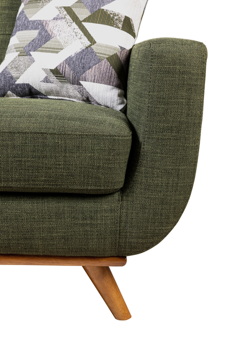 Kort & Co. Freeman 2-Piece Linen-Look Fabric Sectional with Wood Legs – Avocado Green