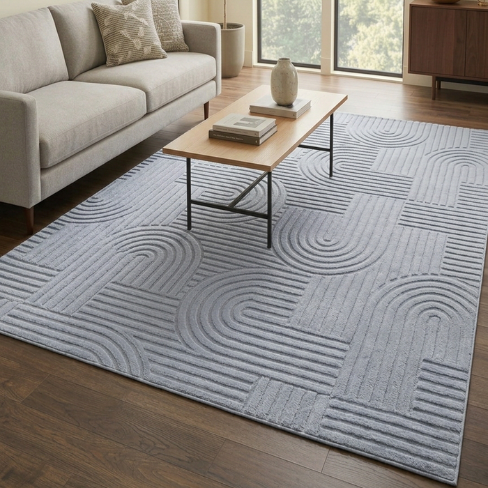 Geo Grey Washable Area Rug - 5’ x 7’ 