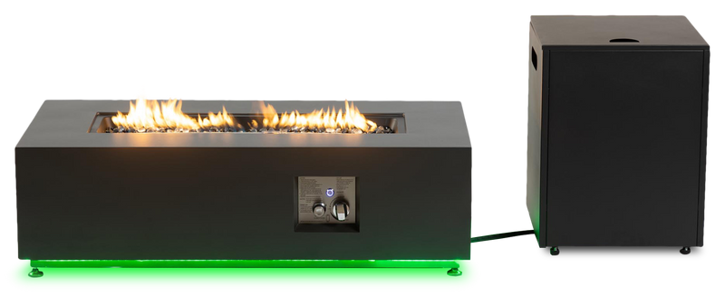 Glow Fire Pit Table, 42\"W, 50,000 BTU, Propane, Built-in LED Lighting, Metal