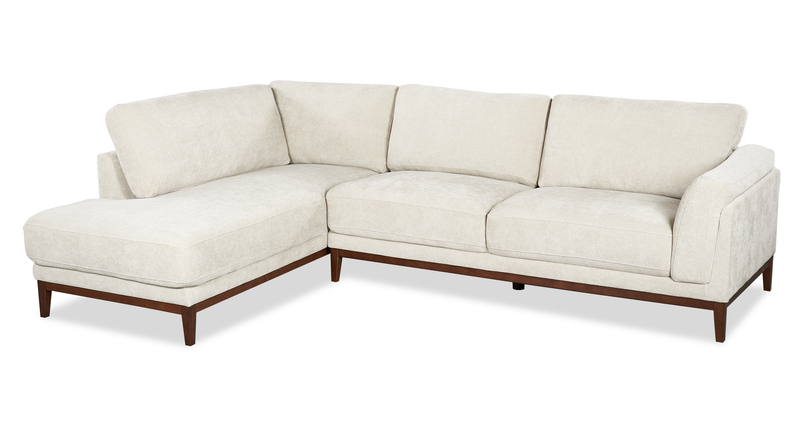 Horizon 2-Piece Left-Facing Fabric Sectional with Wood Base and Legs - Stone