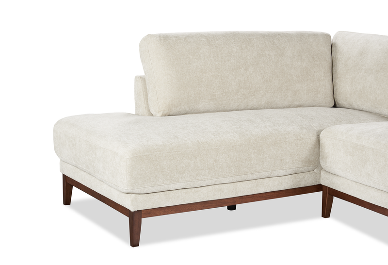 Horizon 2-Piece Left-Facing Fabric Sectional with Wood Base and Legs - Stone