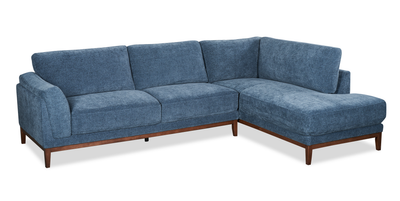 Horizon 2-Piece Right-Facing Fabric Sectional with Wood Base and Legs - Navy | Sofa sectionnel de droite Horizon 2 pièces en tissu avec base et pattes en bois - bleu marine