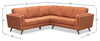 Kort & Co. Kassia 2-Piece Linen-Look Fabric Sectional with Wood Base and Legs - Orange | Sofa sectionnel Kassia de Kort & Co. 2 pièces en tissu d’apparence lin avec base et pattes en bois - orange