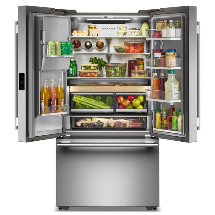 KitchenAid 35.6\" 23.1 Cu. Ft. Counter-Depth French Door Refrigerator – Stainless Steel - KRFC536SPS