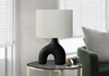 Lena 16.5" Ceramic Table Lamp with Linen Ivory Shade – Black  | Lampe de table Lena de 16,5 po en céramique avec abat-jour ivoire - noire
