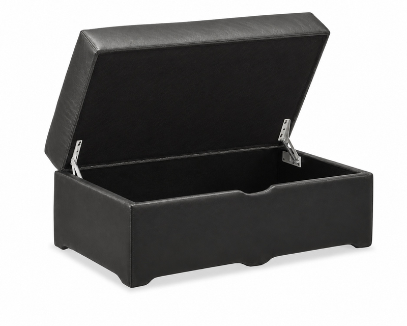 Made in Canada Lennox 40” Genuine Leather Storage Ottoman - Black