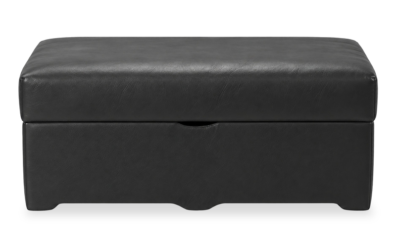 Made in Canada Lennox 40” Genuine Leather Storage Ottoman - Black