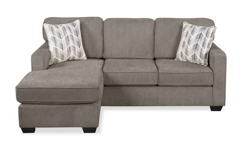 Made in Canada Lennox Chenille Fabric Reversible Sectional with Reversible Cushions - Grey