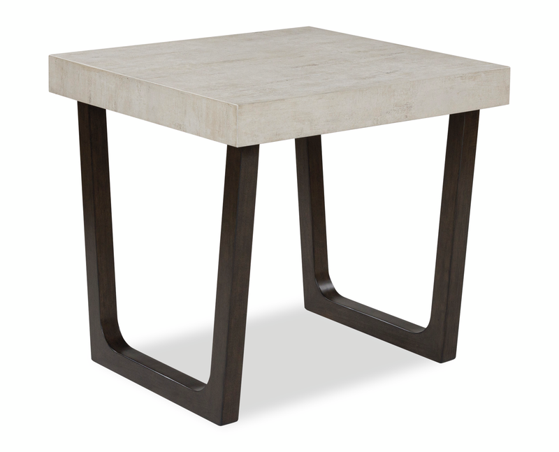 Lisette 40” Contemporary 2-Pack Coffee + End Table with Cement Look Top - Grey