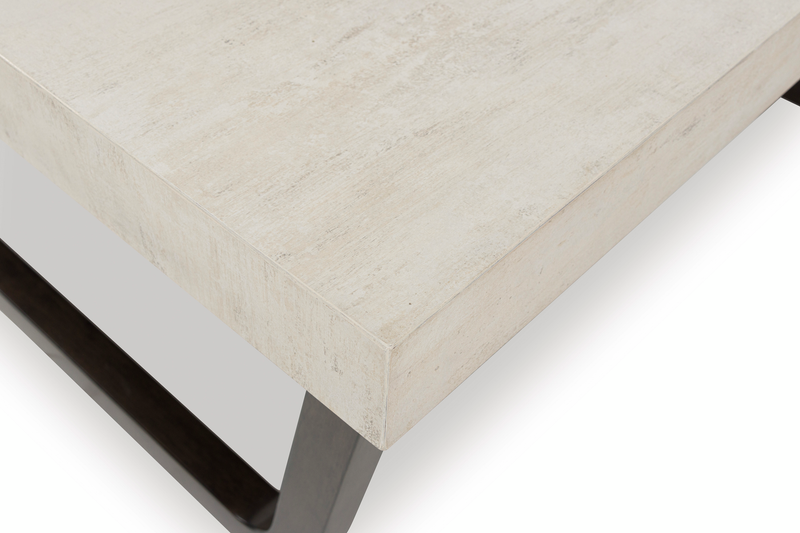 Lisette 40” Contemporary 2-Pack Coffee + End Table with Cement Look Top - Grey