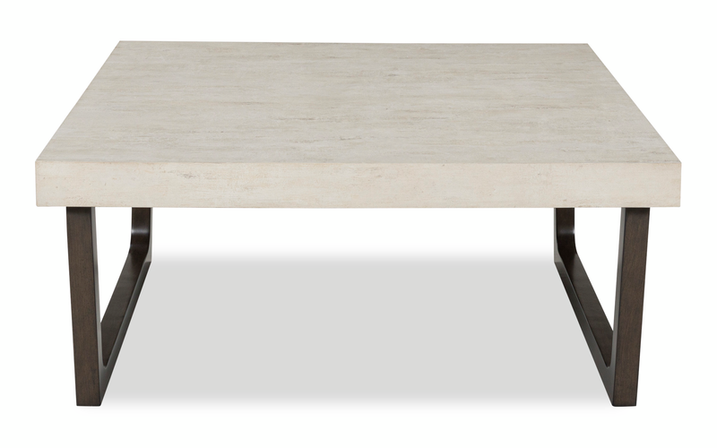 Lisette 40” Contemporary 2-Pack Coffee + End Table with Cement Look Top - Grey